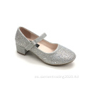 Zapatos de diamantes de imitación de moda Material superior de brillo de tacón bajo